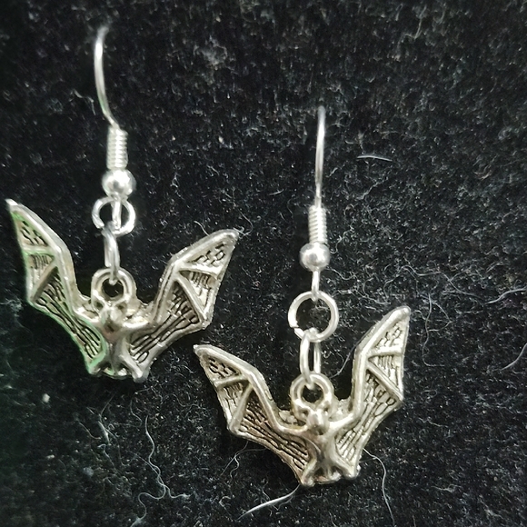 Silver Bat Earrings - Picture 1 of 5